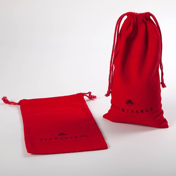 Festival red custom cotton canvas drawstring bag