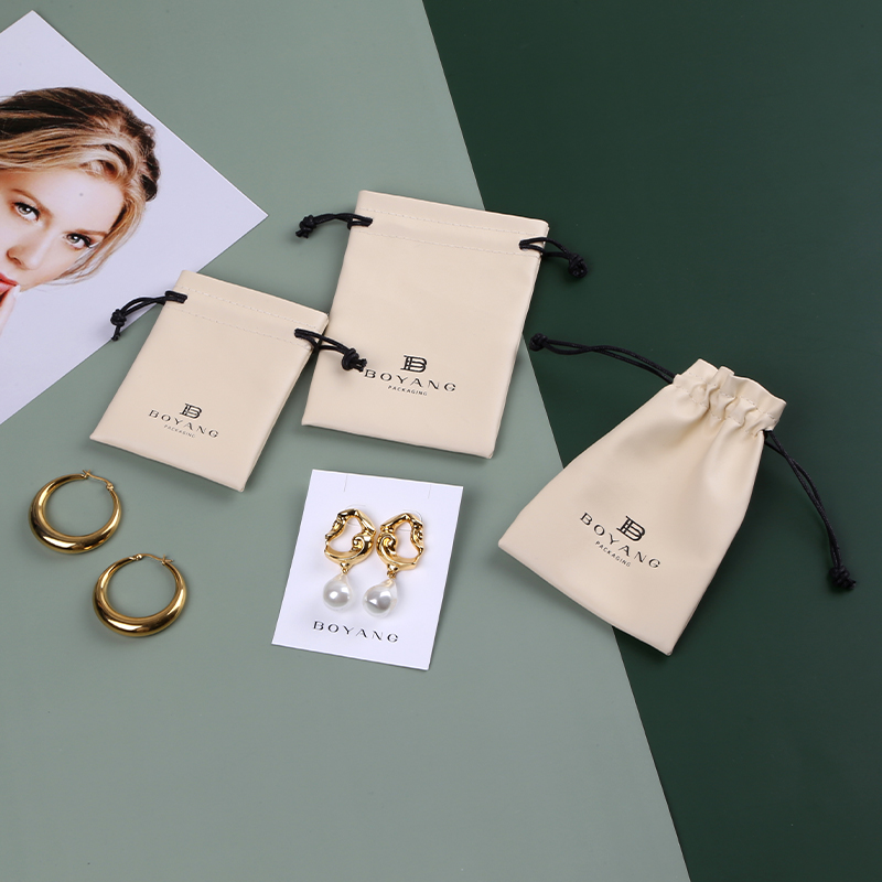 Custom High Quality Hot Sell Small Leather Jewellery Packaging Bag Jewelry Pouch