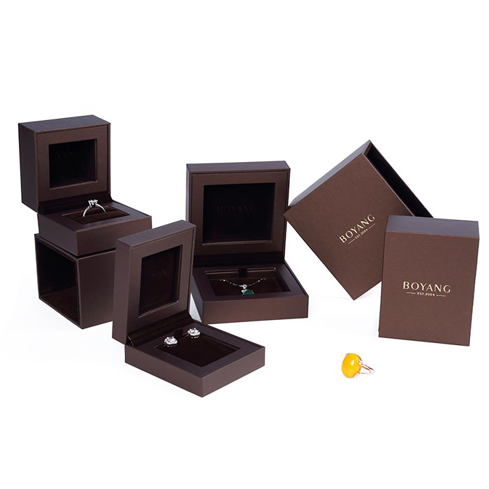 China Factory Luxury Jewelry Box Printed Logo Custom Wedding Ring Box