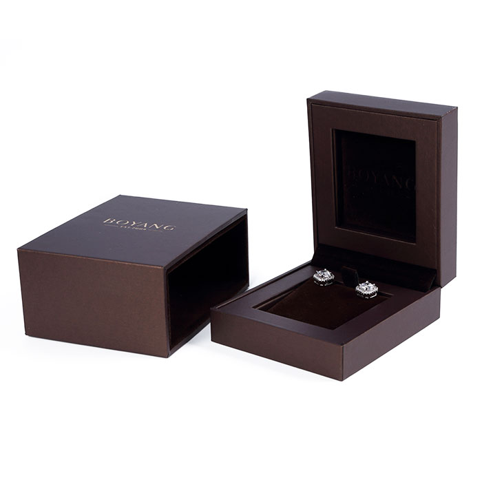 China Factory Luxury Jewelry Box Printed Logo Custom Wedding Ring Box