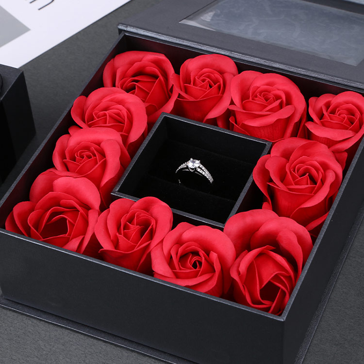 Wholesale Valentine's Day Ring Gift Box with Rose Flowers