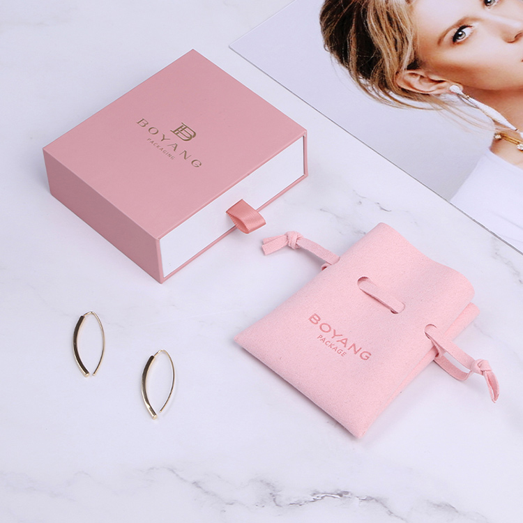 Best pink custom luxury sliding drawer small earring packaging box with logo