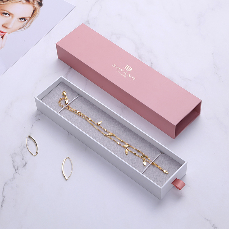 Best pink custom luxury sliding drawer small earring packaging box with logo