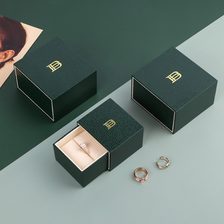 Good supplier wholesale green drawer slide earring box