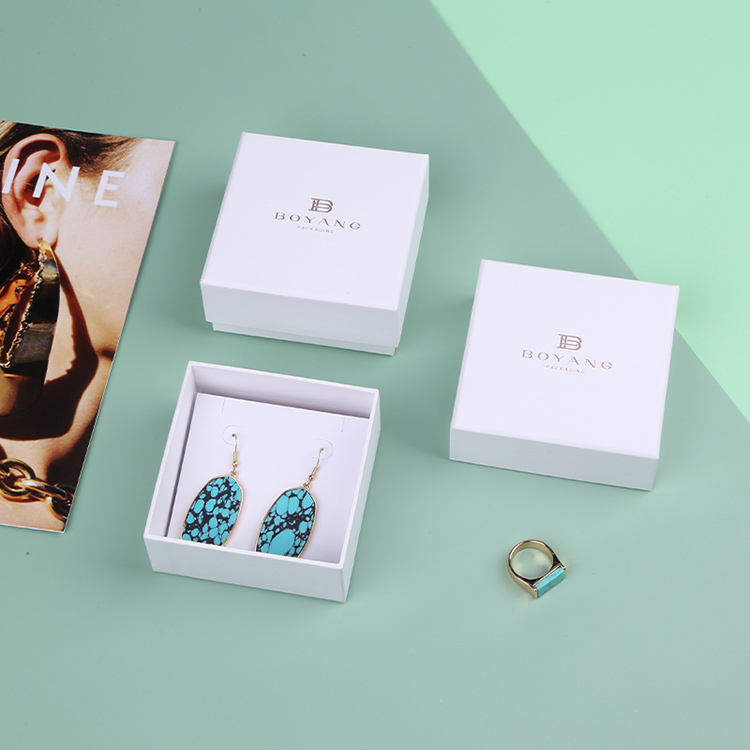 Eco friendly simple design white jewellry custom luxury earring box