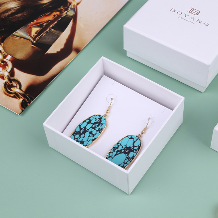 Eco friendly simple design white jewellry custom luxury earring box