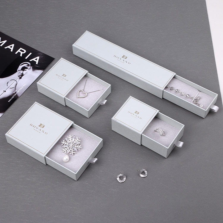 Hot Selling accept custom gray sliding drawer earring boxes