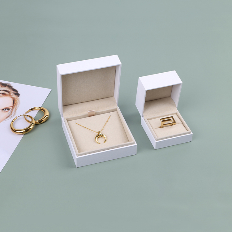 Recyclable custom logo white gift packaging couple ring box