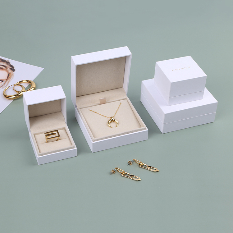 Recyclable custom logo white gift packaging couple ring box
