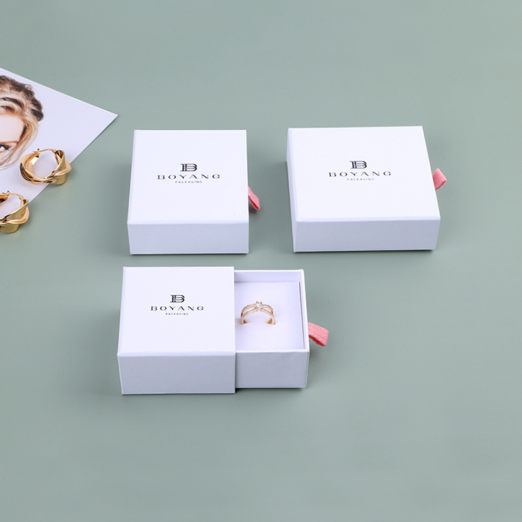Wholesale white sliding drawer custom fancy engagement ring box