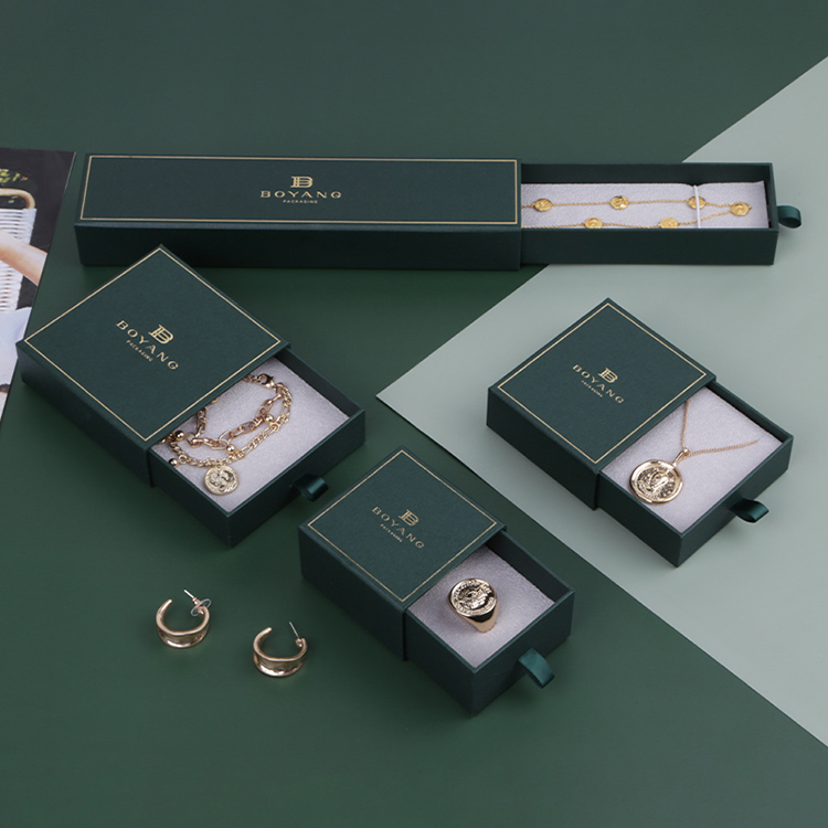 Accept green small paper cardboard drawer custom proposal ring box