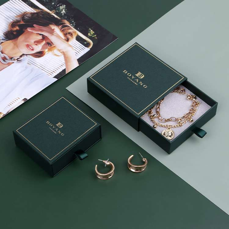 Accept green small paper cardboard drawer custom proposal ring box