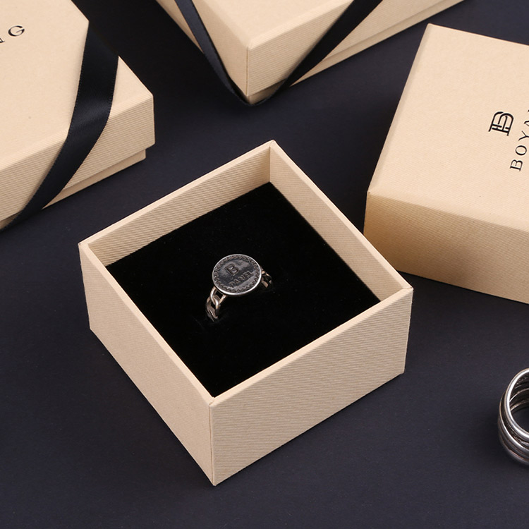 Professional square cute gift custom small ring box with ribbon
