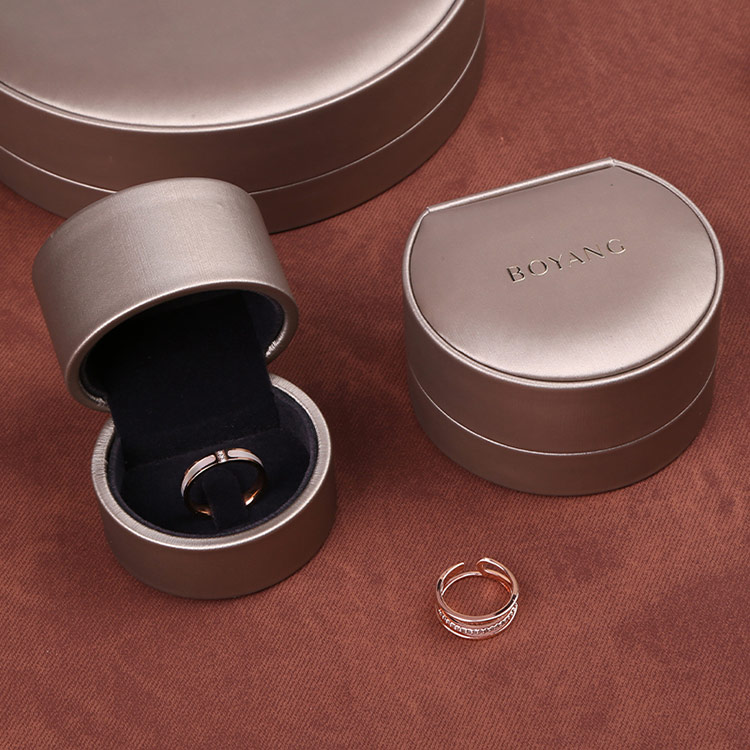 High-End pu leather round custom plastic ring gift box
