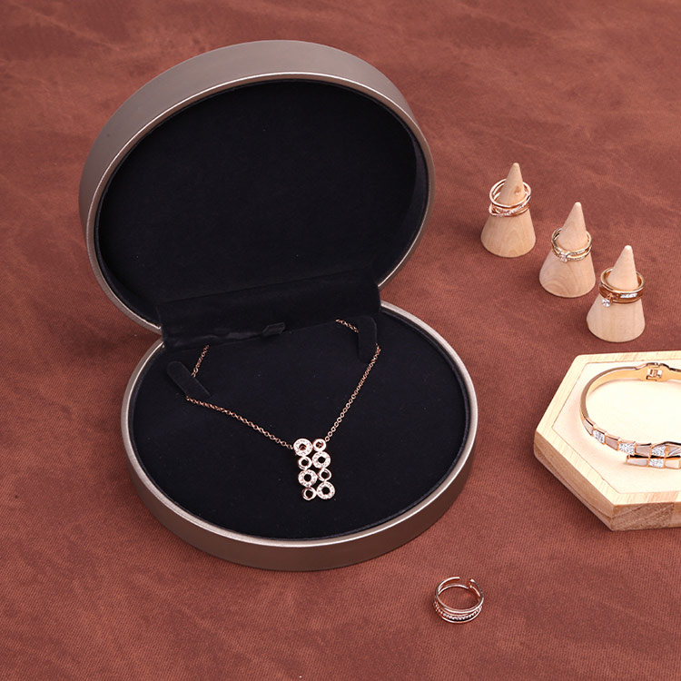 High-End pu leather round custom plastic ring gift box