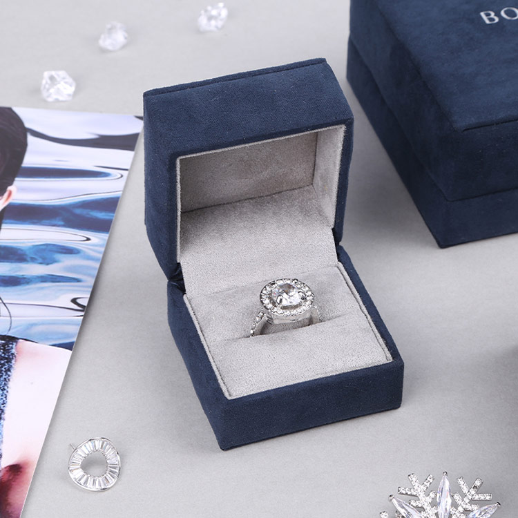 Manufacturers custom luxury blue velvet bangle plastic box with logo
