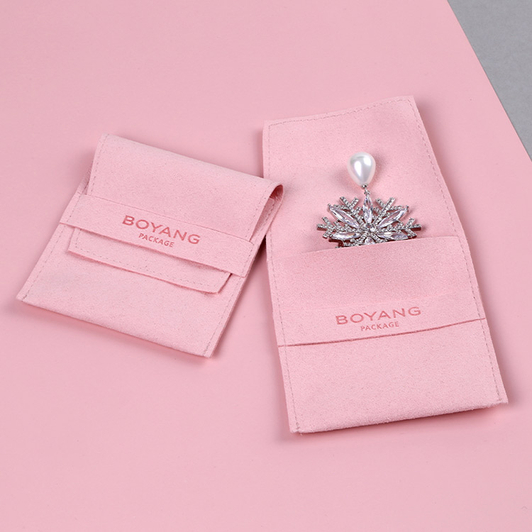 Pink custom small microfiber jewelry bags pouches wholesale