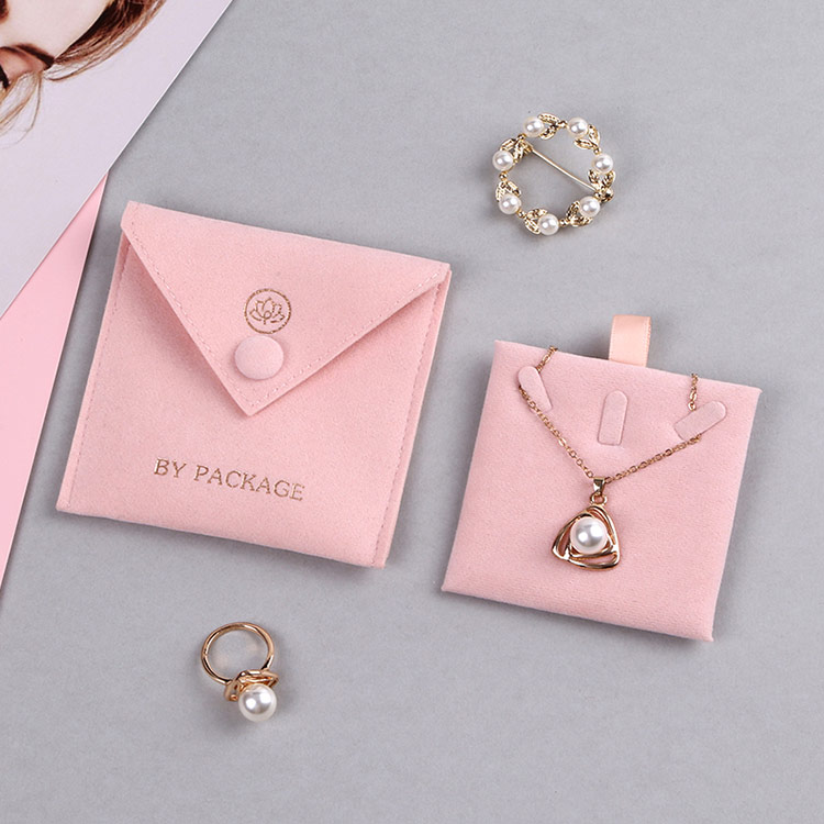 Luxury custom logo pink necklace earring pouch jewelry gift bags