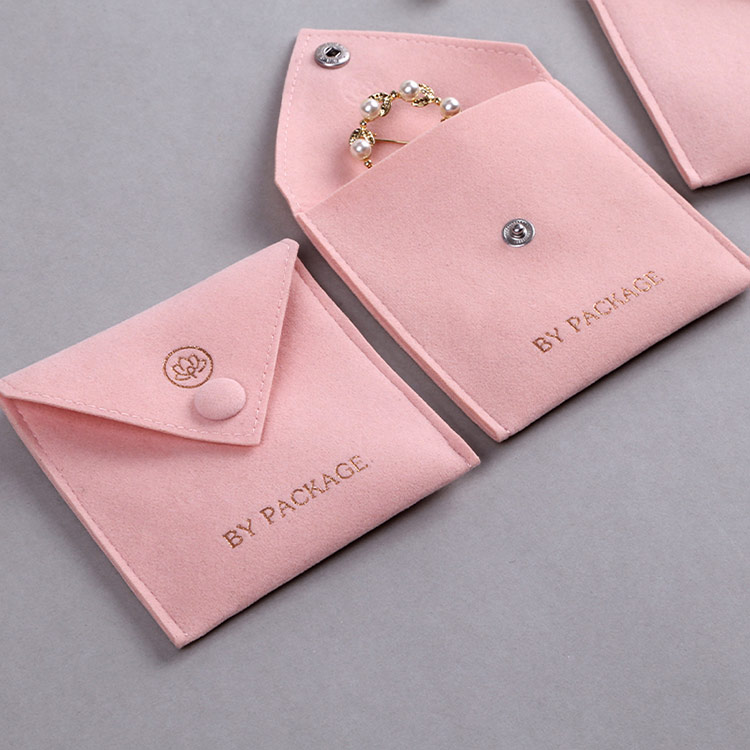 Luxury custom logo pink necklace earring pouch jewelry gift bags