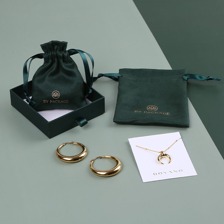 New style green custom velvet gift packaging jewellery pouch bag