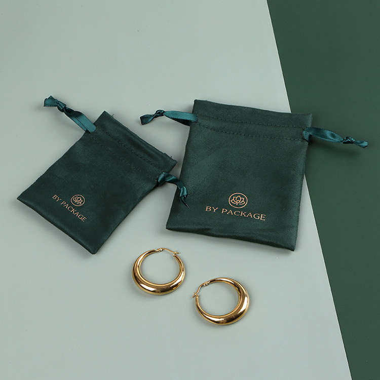 New style green custom velvet gift packaging jewellery pouch bag
