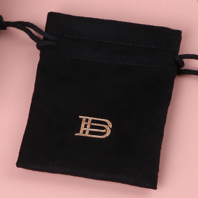 Low price custom drawstring bag black velvet jewelry gift pouch