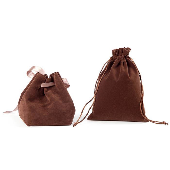 Warm-toned custom velvet jewellery pouches