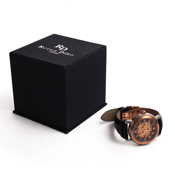 Custom logo printed watch box, watch box with pouch on lid factory