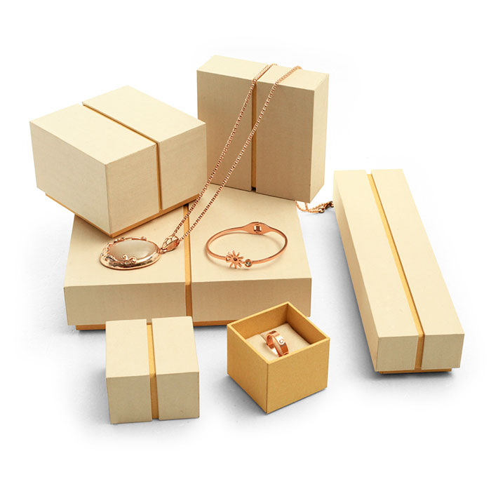 Custom elegant jewelry paper box with linen fabric
