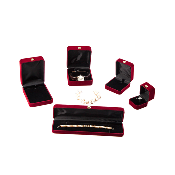 Customized red flocking jewelry box manufacturer