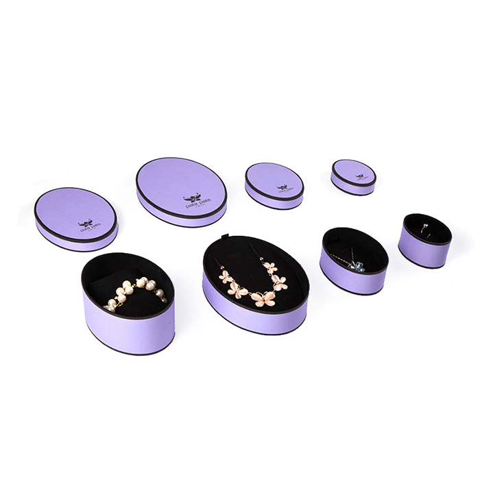 Beautiful purple custom round paper jewelry boxes