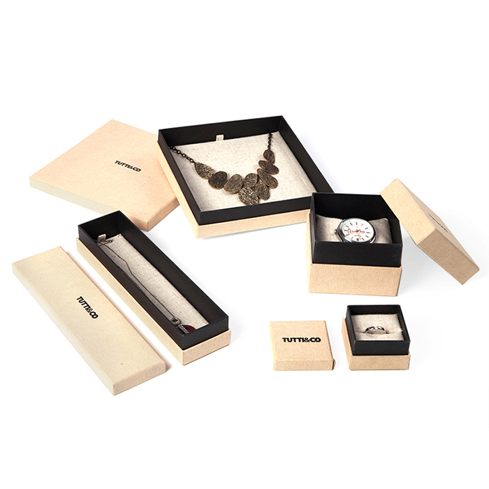 Customized fashion linen paper jewelry box set