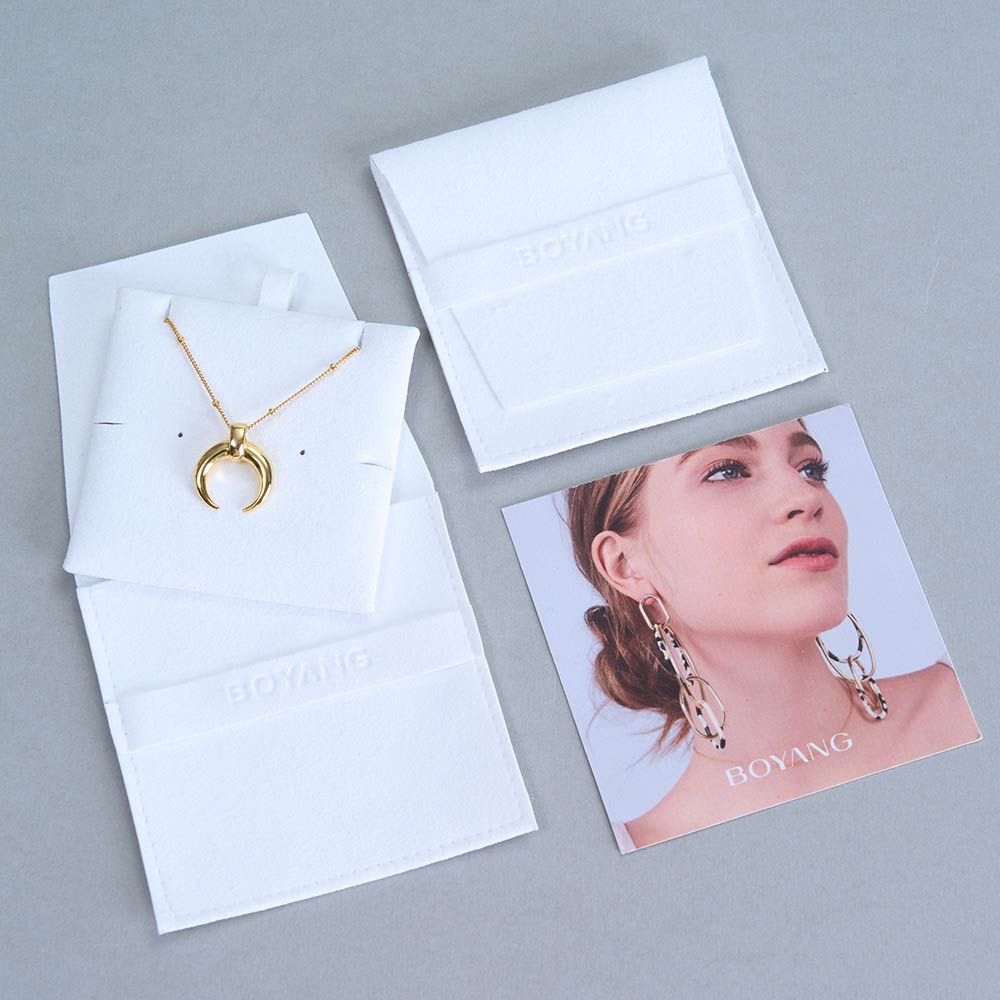 Customized Envelope Jewelry Necklace Package Pouch Small Microfiber Jewelry Bag with Logo