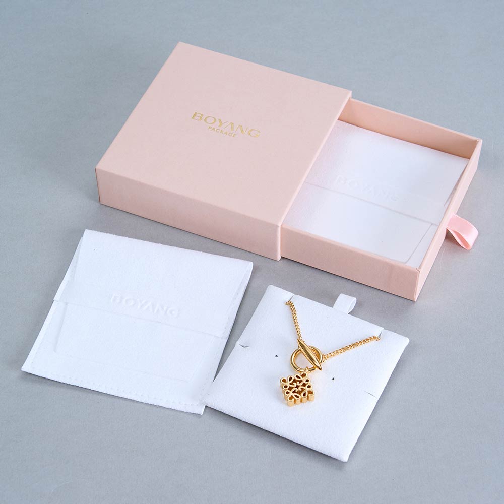 Customized Envelope Jewelry Necklace Package Pouch Small Microfiber Jewelry Bag with Logo