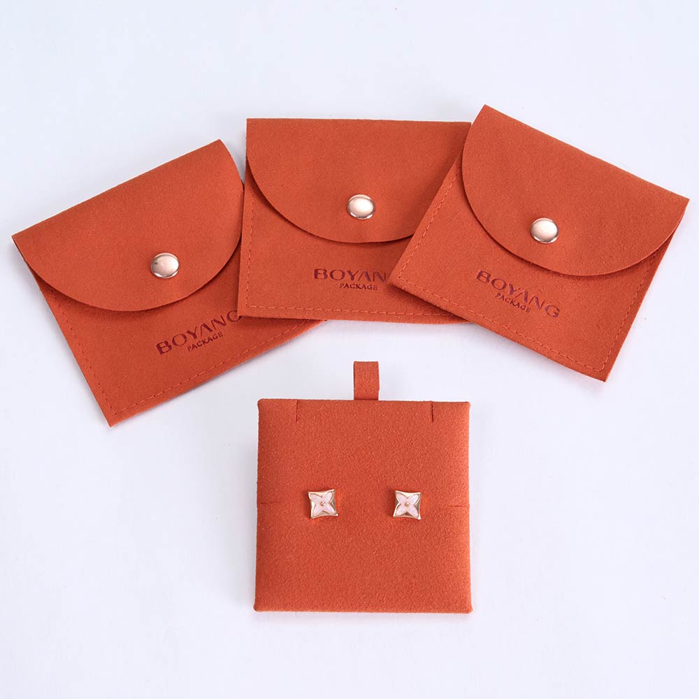 Wholesale button earrings jewellery pouch custom print microfiber jewelry pouch bag