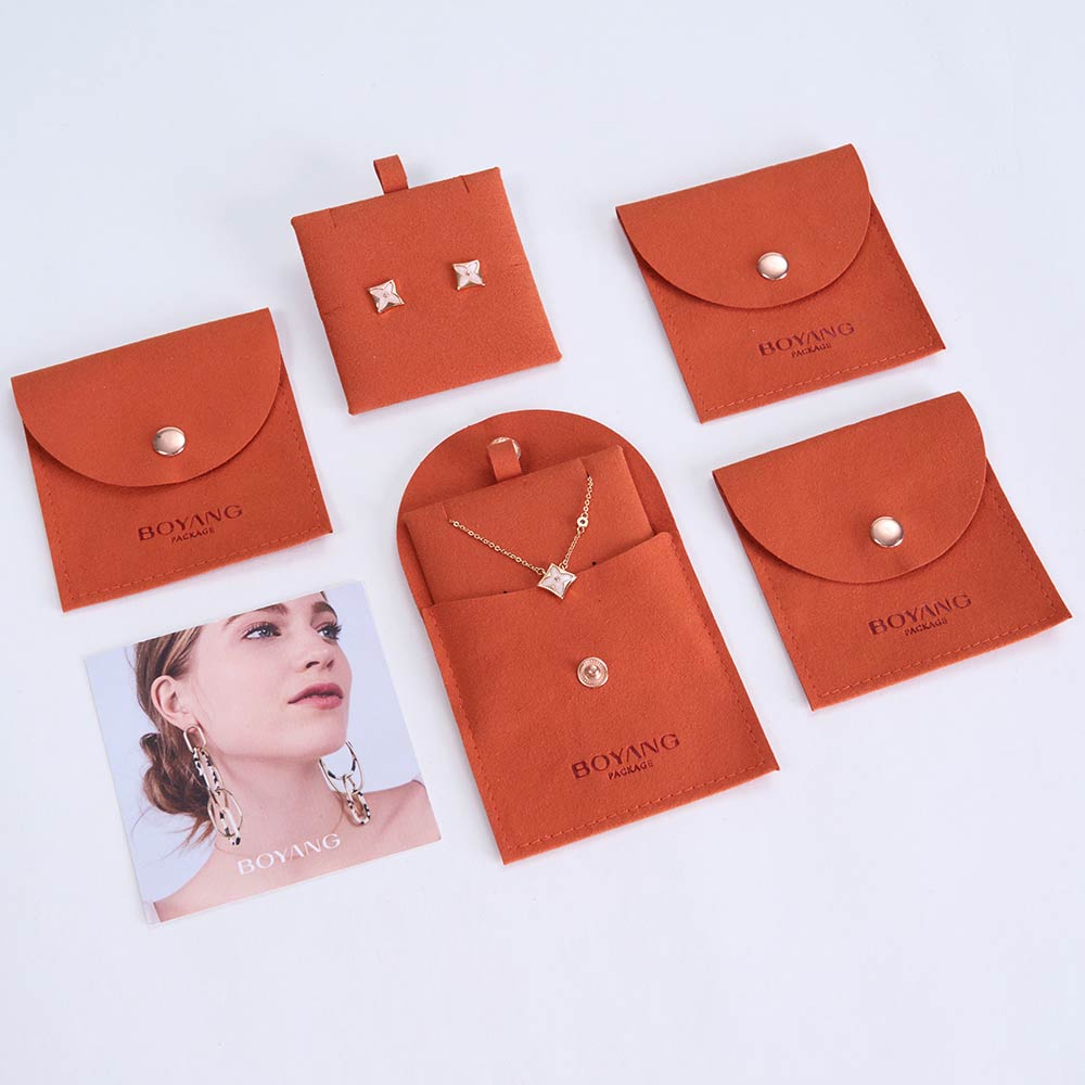 Wholesale button earrings jewellery pouch custom print microfiber jewelry pouch bag