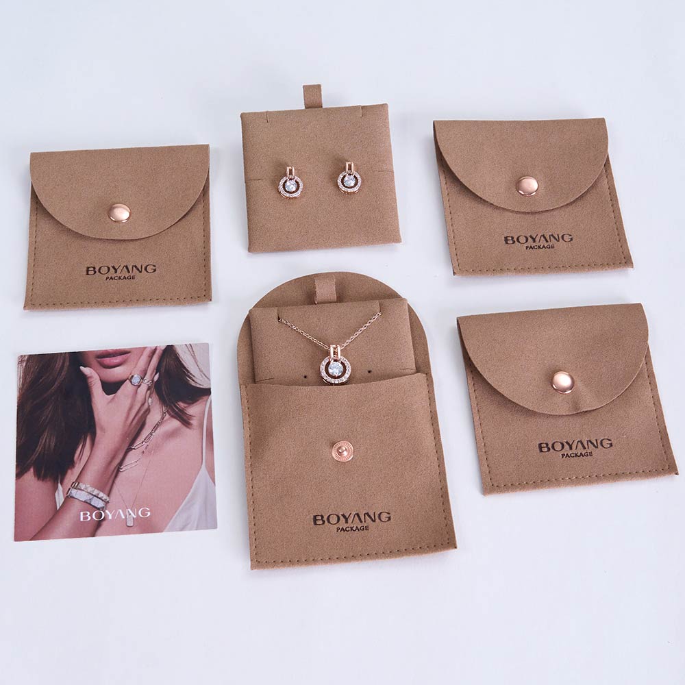 Popular Unique Flannel Necklace Bracelet Ring Snap Button Jewelry Bag Pouch Packaging
