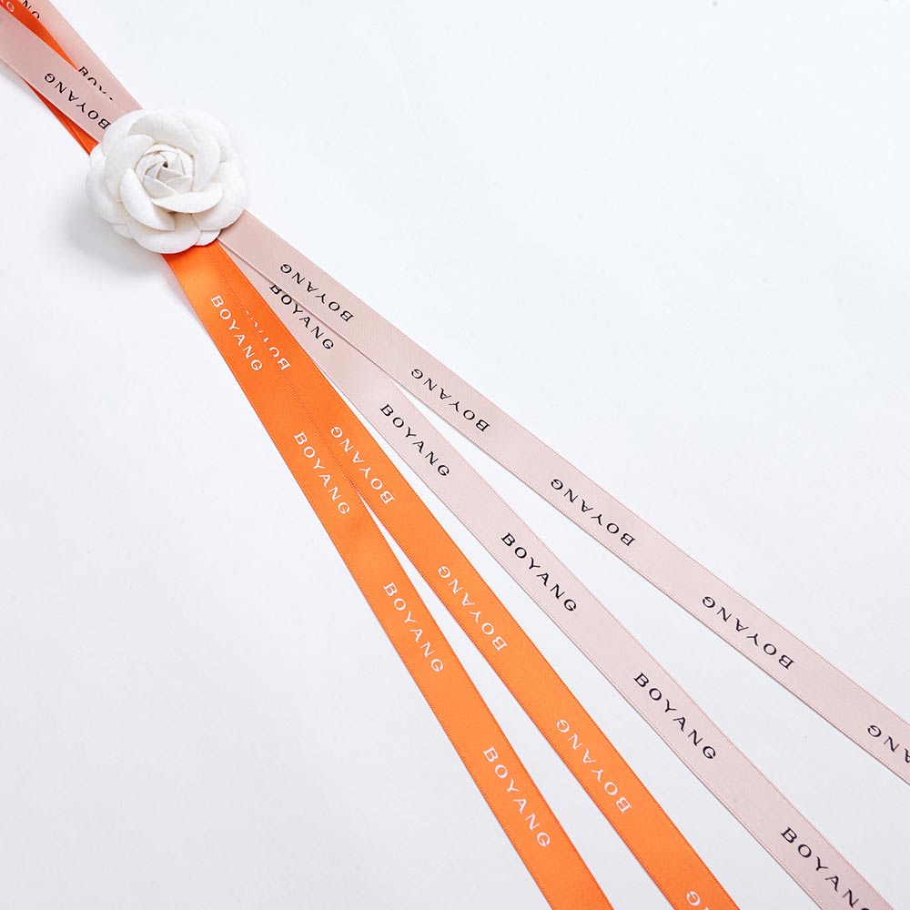 Customized Logo Printed Mixed Colors Double Faced Satin Gift Ribbons
