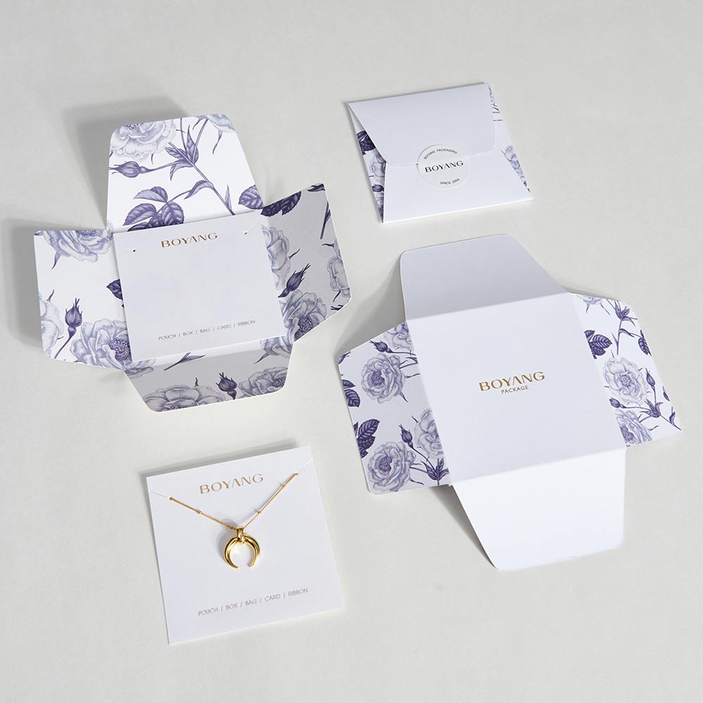 Custom Personalized White Holder Necklace Packaging Card Paper Jewelry Packaging Cards with Logo