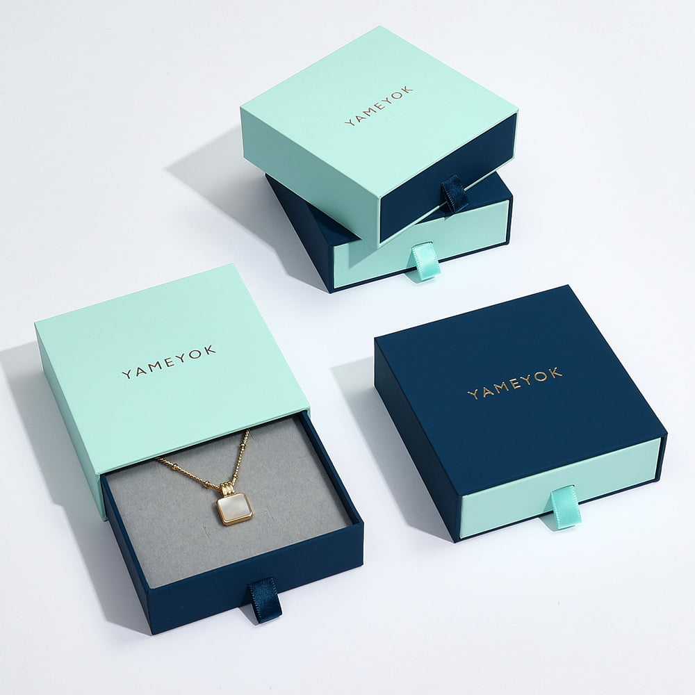 Wholesale luxury blue long eco paper gift jewelry box packaging