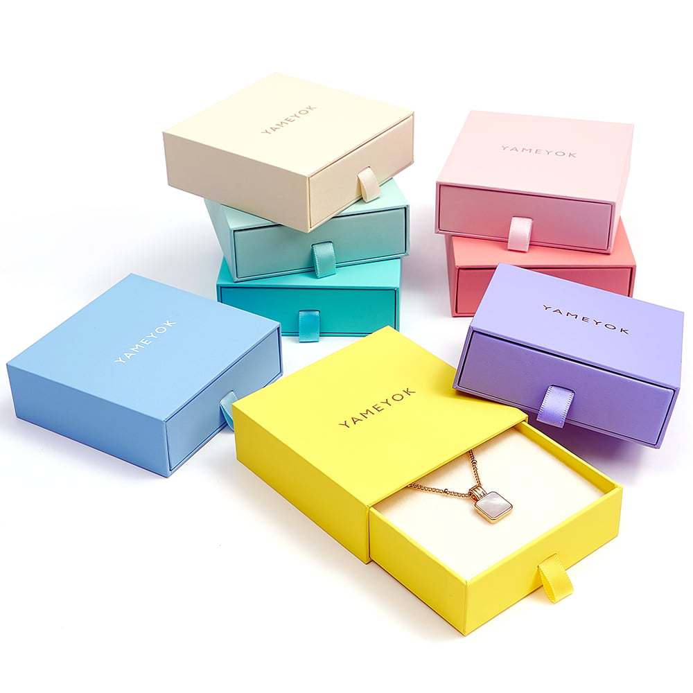 New products pink custom logo necklace boxes packaging