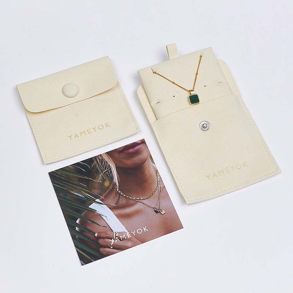 Custom logo small button microfiber jewelry packaging bags