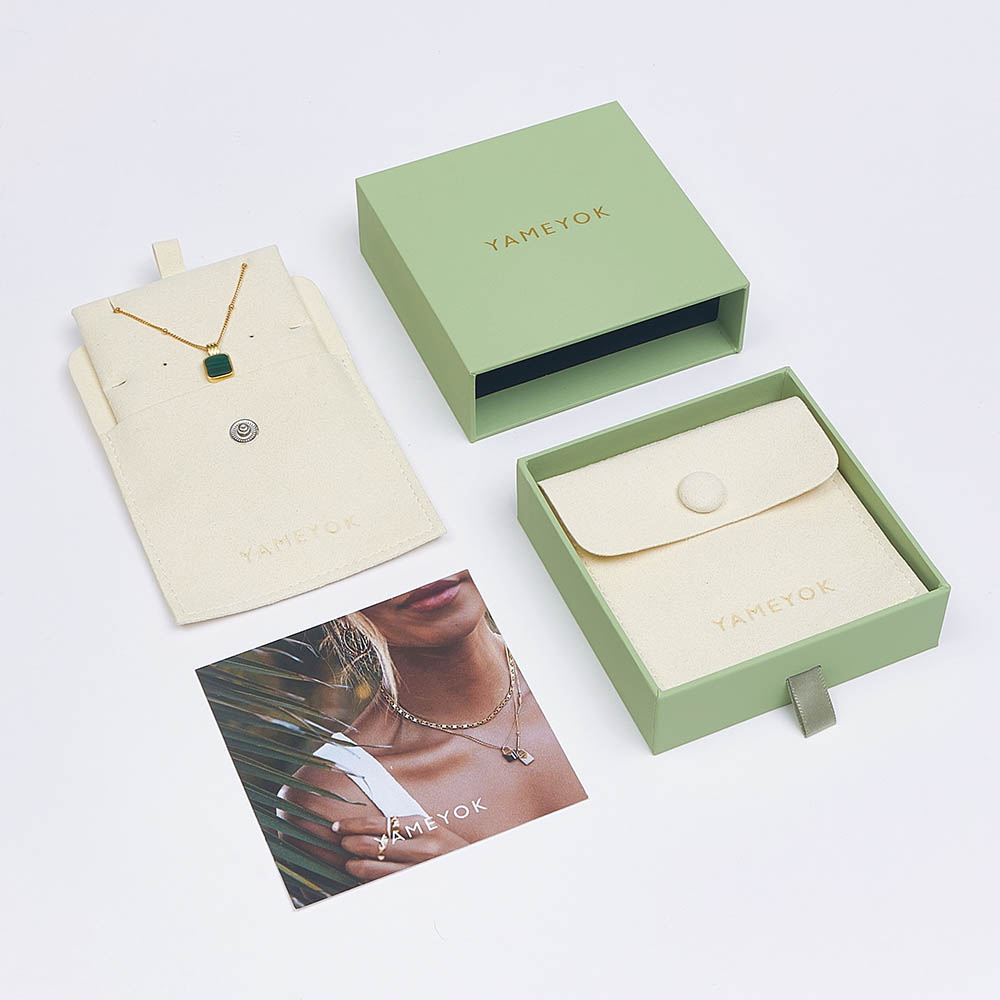 Hot sale custom logo button microfiber jewelry gift bags with jewelry packaging boxes