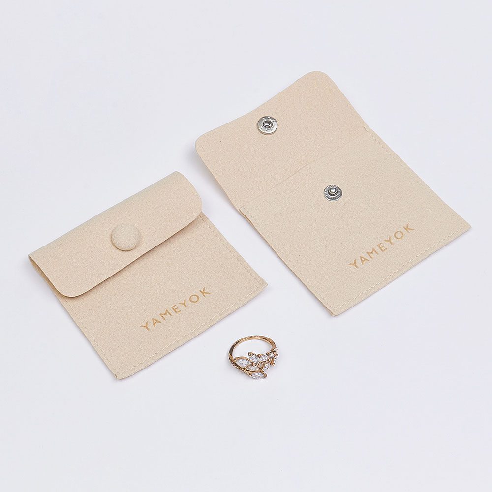 Custom logo small button microfiber jewelry packaging bags