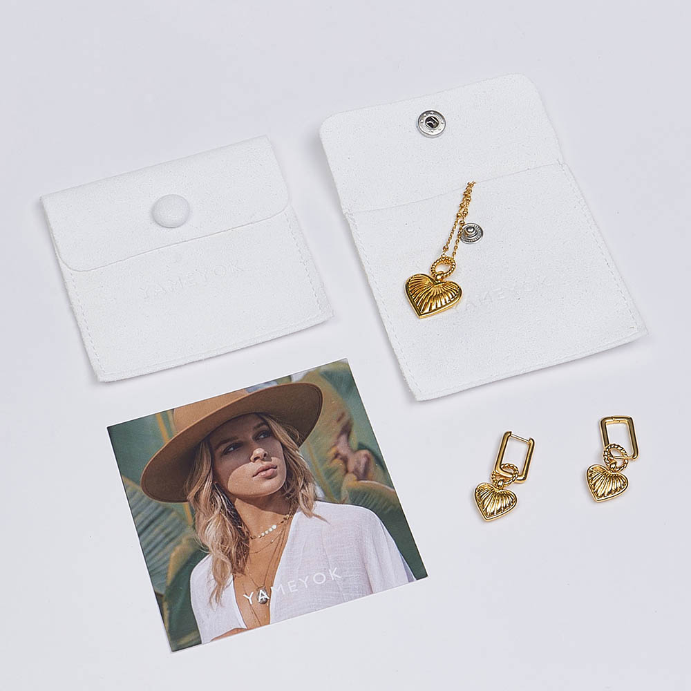 Custom logo small button microfiber jewelry packaging bags