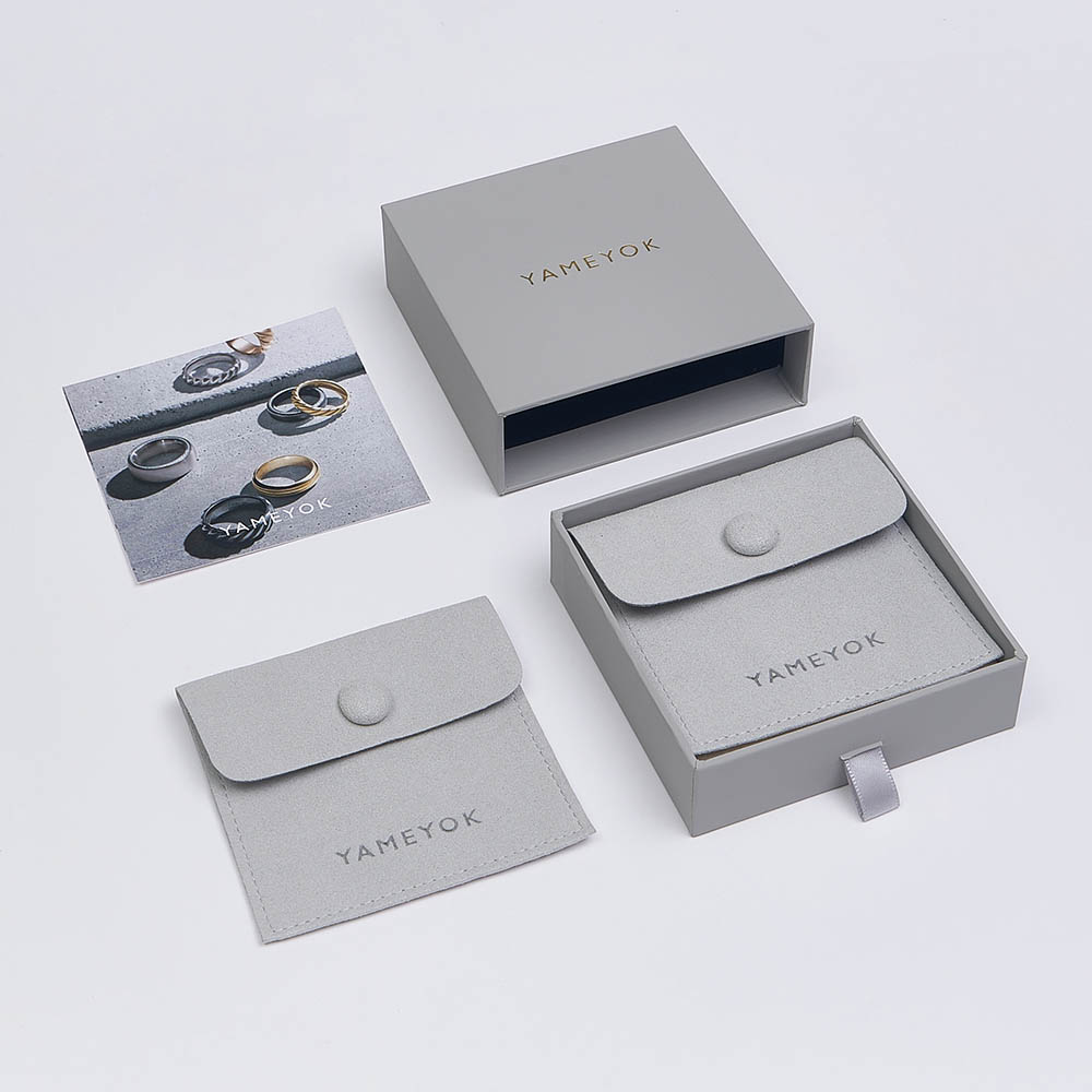 Hot sale custom logo button microfiber jewelry gift bags with jewelry packaging boxes