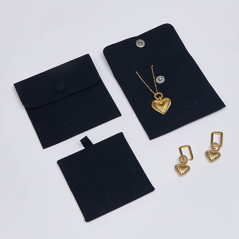 Custom logo small button microfiber jewelry packaging bags
