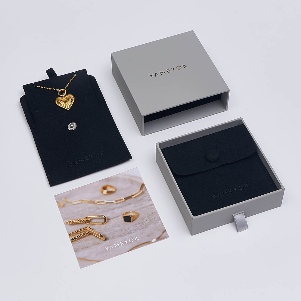 Hot sale custom logo button microfiber jewelry gift bags with jewelry packaging boxes
