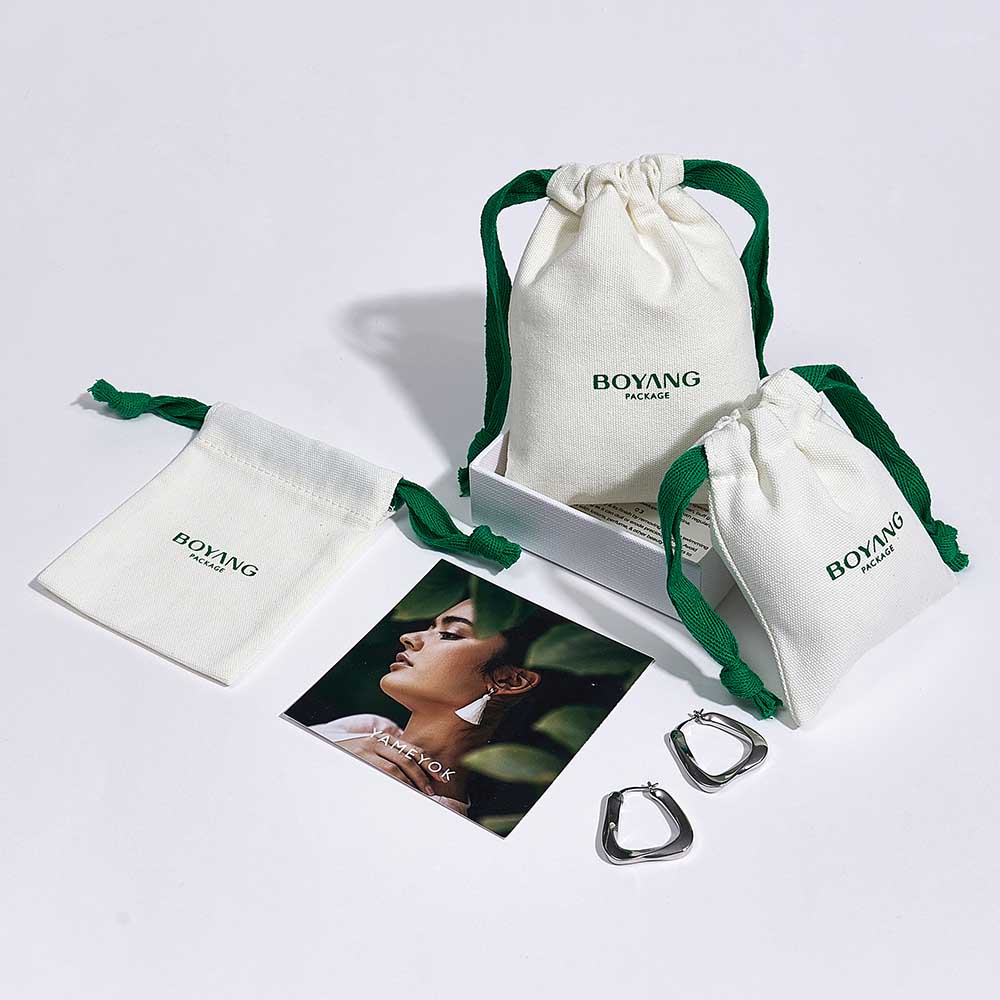 Eco friendly jewellery pouch custom luxury drawstring cotton jewelry gift bags