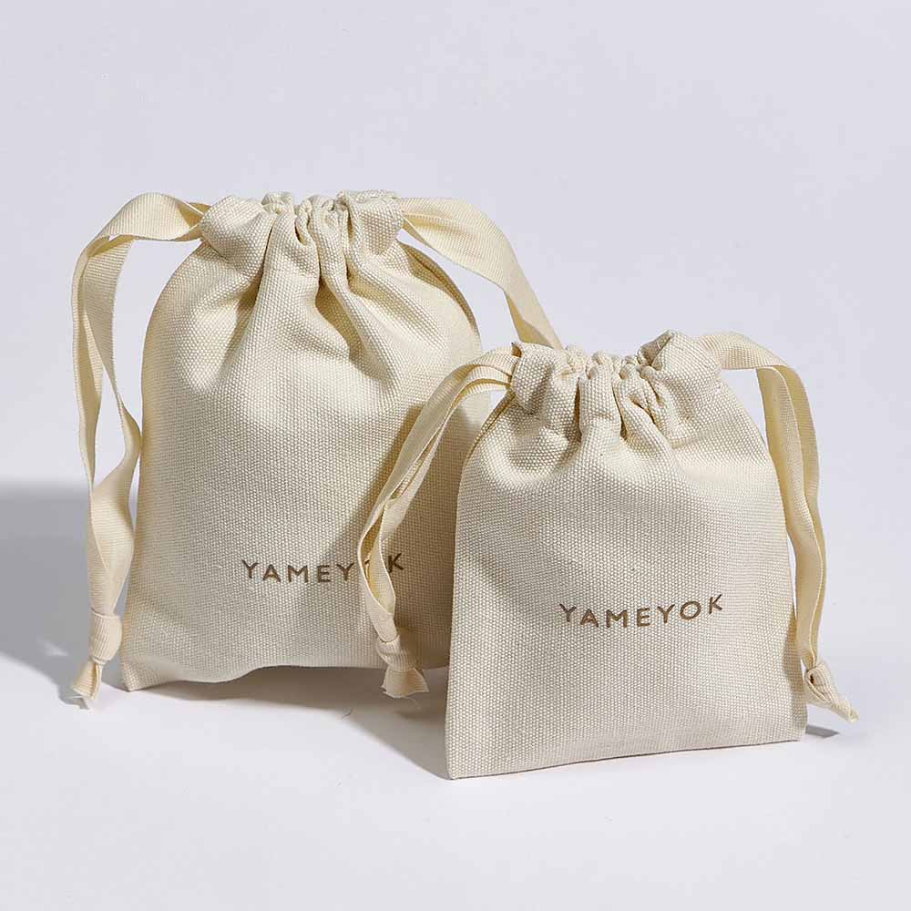 Eco friendly custom logo drawstring cotton jewelry bags packaging